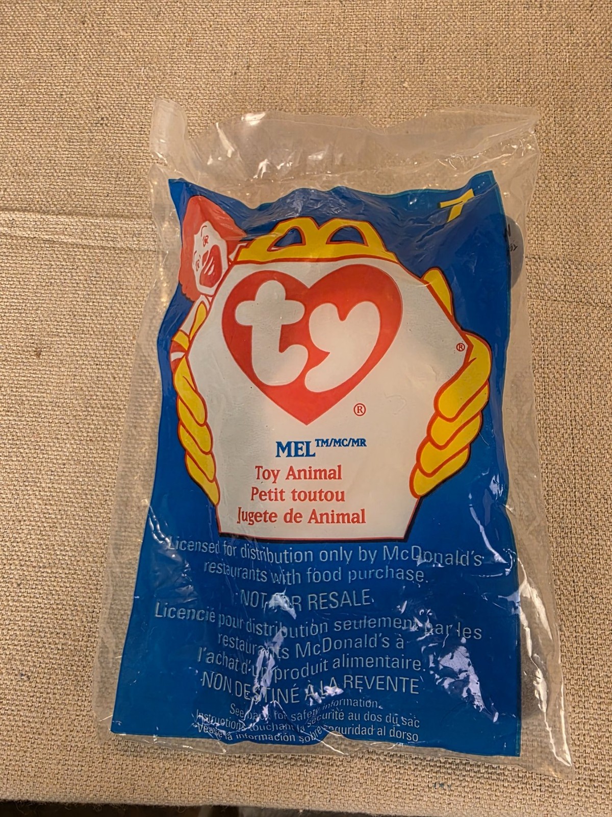 Ty Teenie Beanie Mel Toy Animal McDonald's 1998 Happy Meal Premium