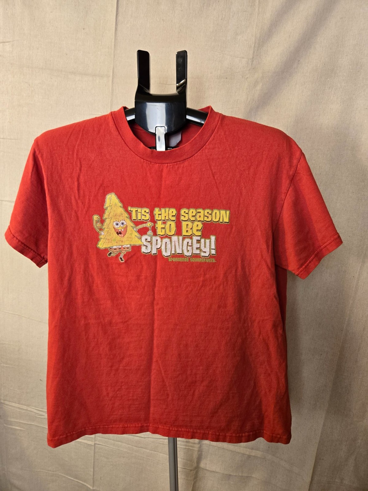 Vintage 2002 SpongeBob SquarePants 'Tis The Season To Be Spongey Red T-Shirt