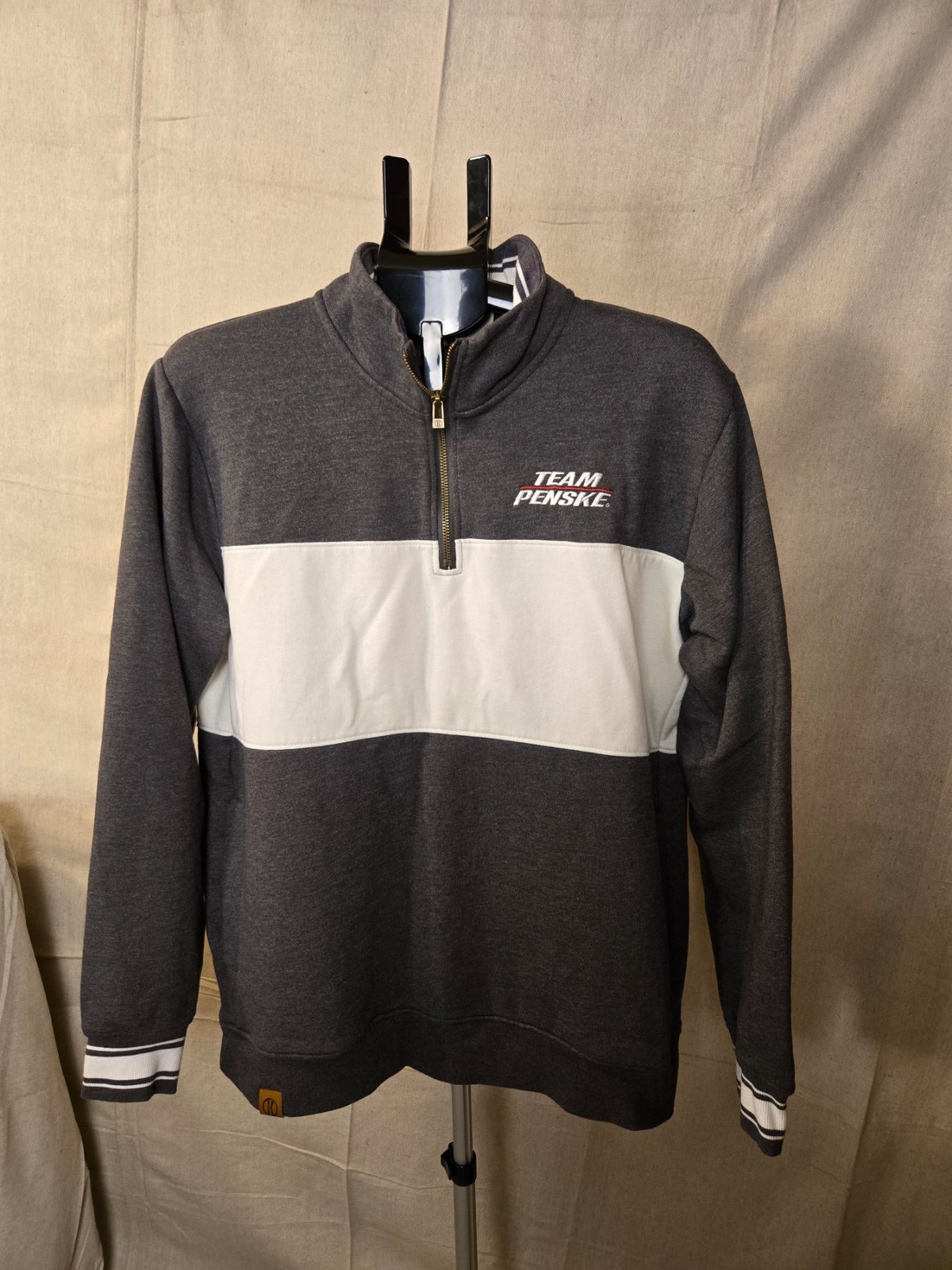 Holloway Team Penske 1/4 Zip Pullover Sweatshirt Men's Large Gray White