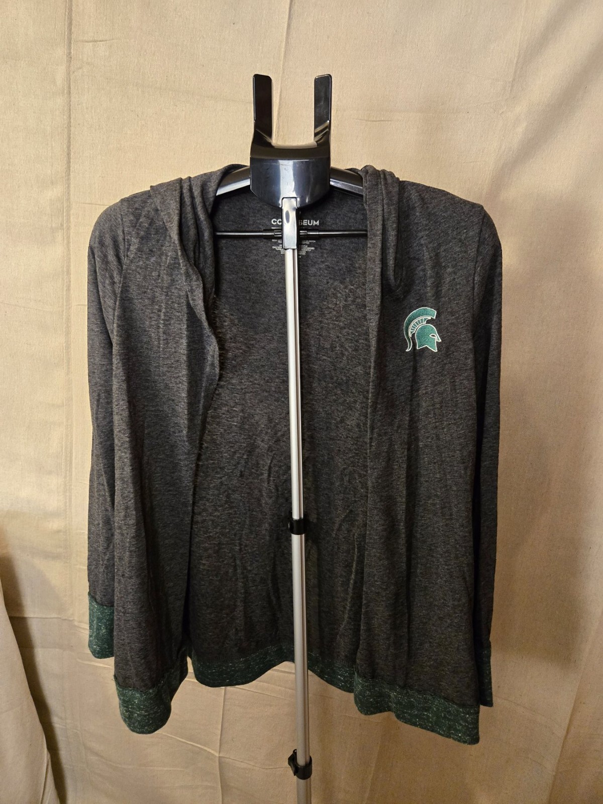 Colosseum Michigan State Spartans Womens Hoodie Cardigan Large Grey Green