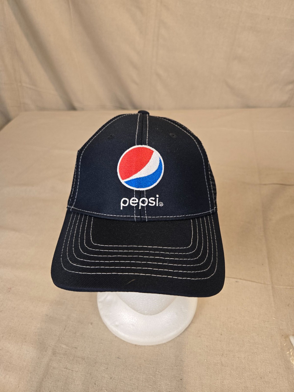 Pepsi Mesh Back Snapback Trucker Hat Navy Blue Adjustable NEW