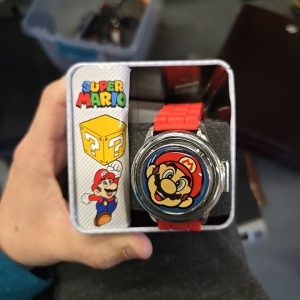 Super Mario Kids LCD Watch Blue Band in Collector Tin Gift Box