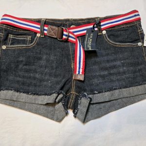 US Polo Assn Womens Shorts Blue Jeans With Belt And Pocket Embroidery Size 13/14