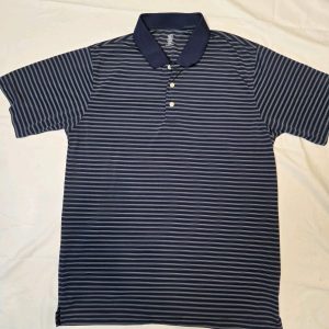 PGA Tour Polo Shirt Mens Medium Multicolor Striped Moisture Wicking Golf