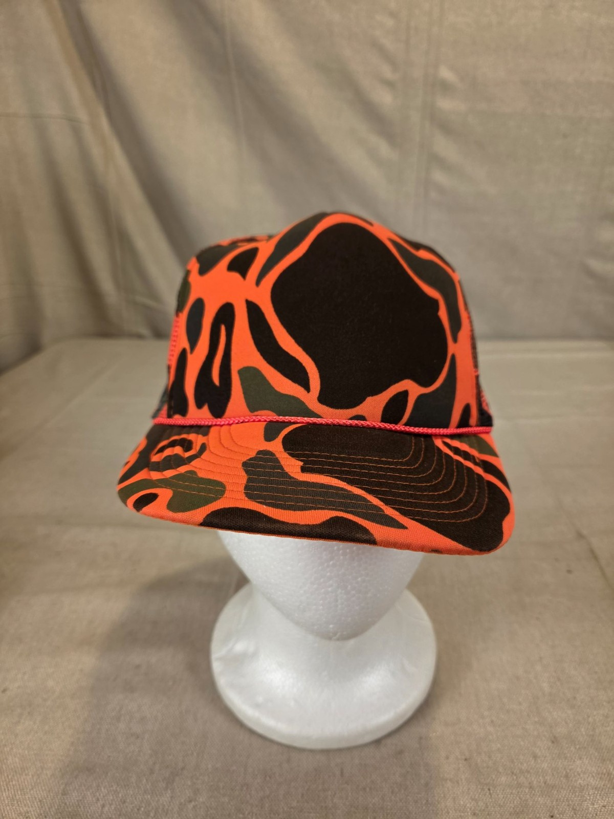 Vintage Orange Camo Mesh Trucker Hat One Size Fits All