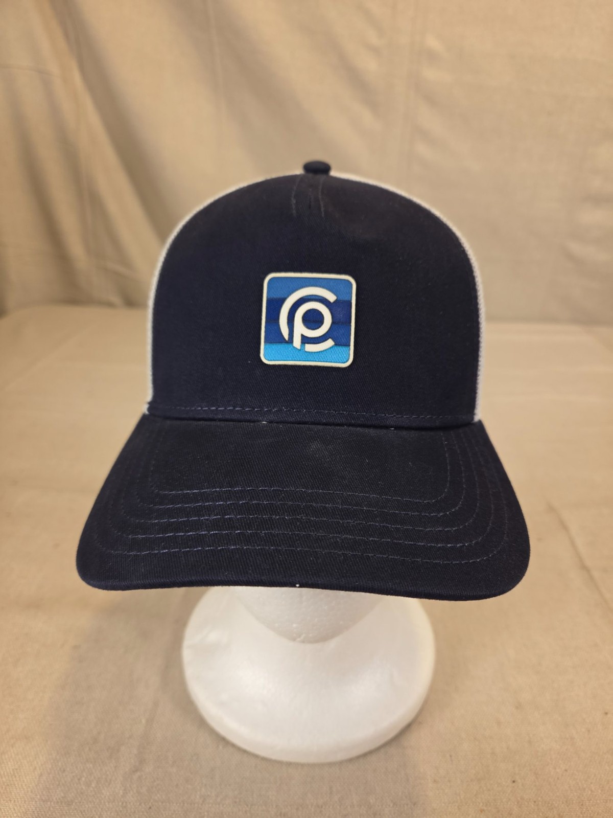American Needle Trucker Hat Mesh Snapback Blue White Adjustable