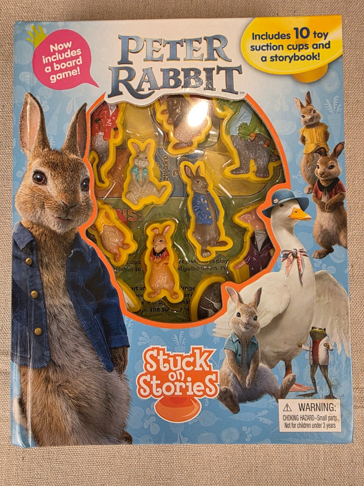 Peter Rabbit Stuck on Stories Board Game & Toy Suction Cups Storybook