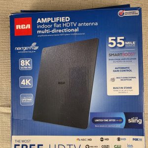 RCA Amplified Indoor Flat HDTV Antenna Multi-Directional 55 Mile Range