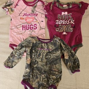 Mossy Oak Baby Bodysuits Camo Hunting Girls 6-9M 3 Pack