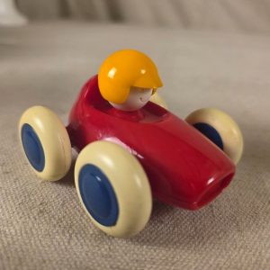 Vintage Tolo Toys Red Racer Wooden Toy Car with Yellow Driver