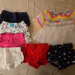 Baby Girl Shorts and Skirts Bundle 0-3 Months 6 Shorts 2 Skirts