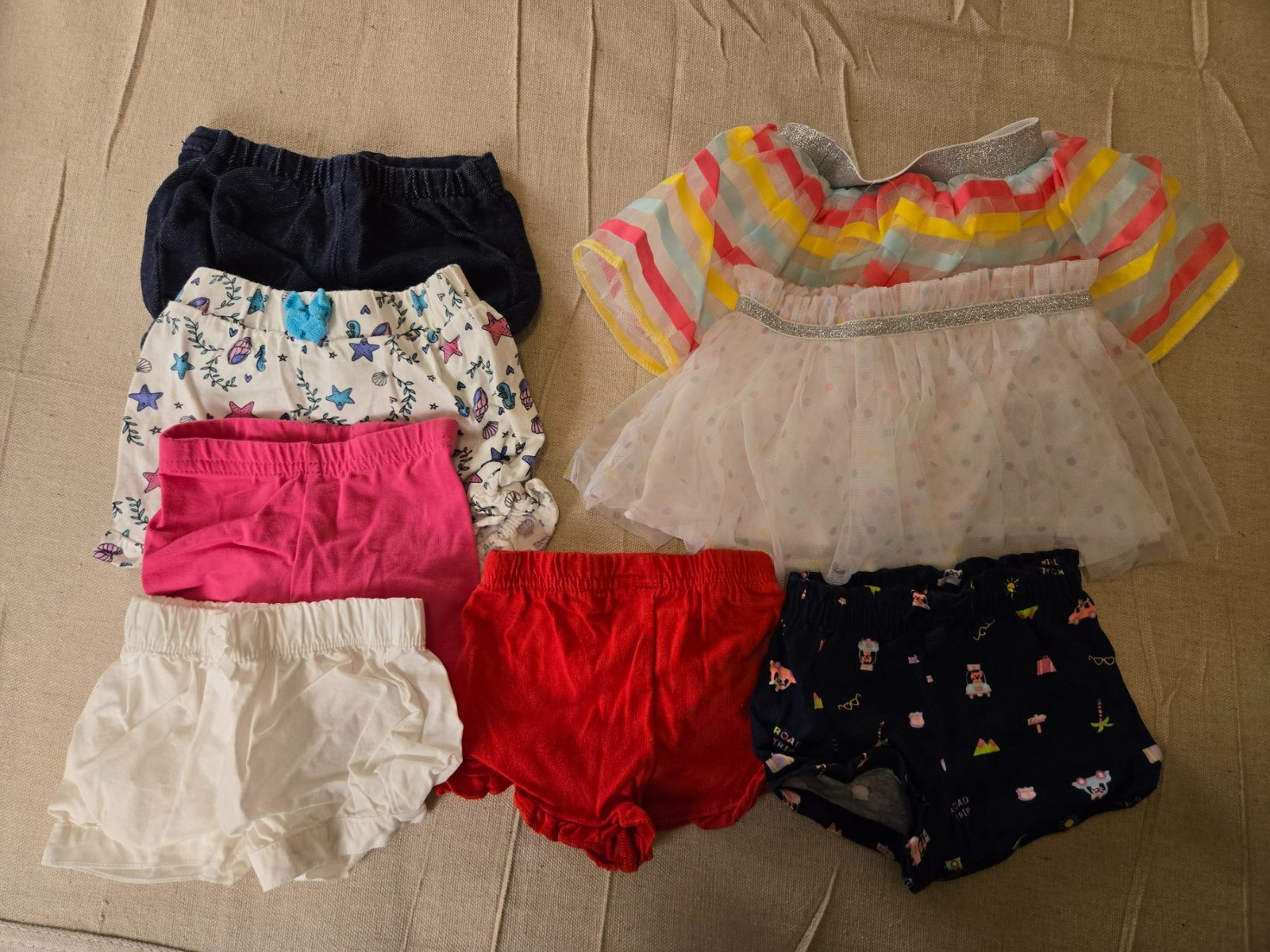 Baby Girl Shorts and Skirts Bundle 0-3 Months 6 Shorts 2 Skirts