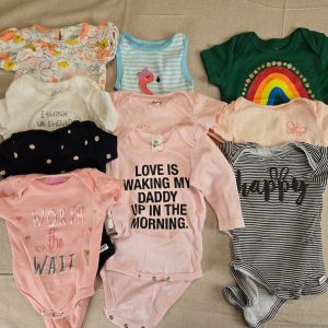 10 Baby Girl Bodysuits One Piece 0-3 Months Mixed Colors and Prints