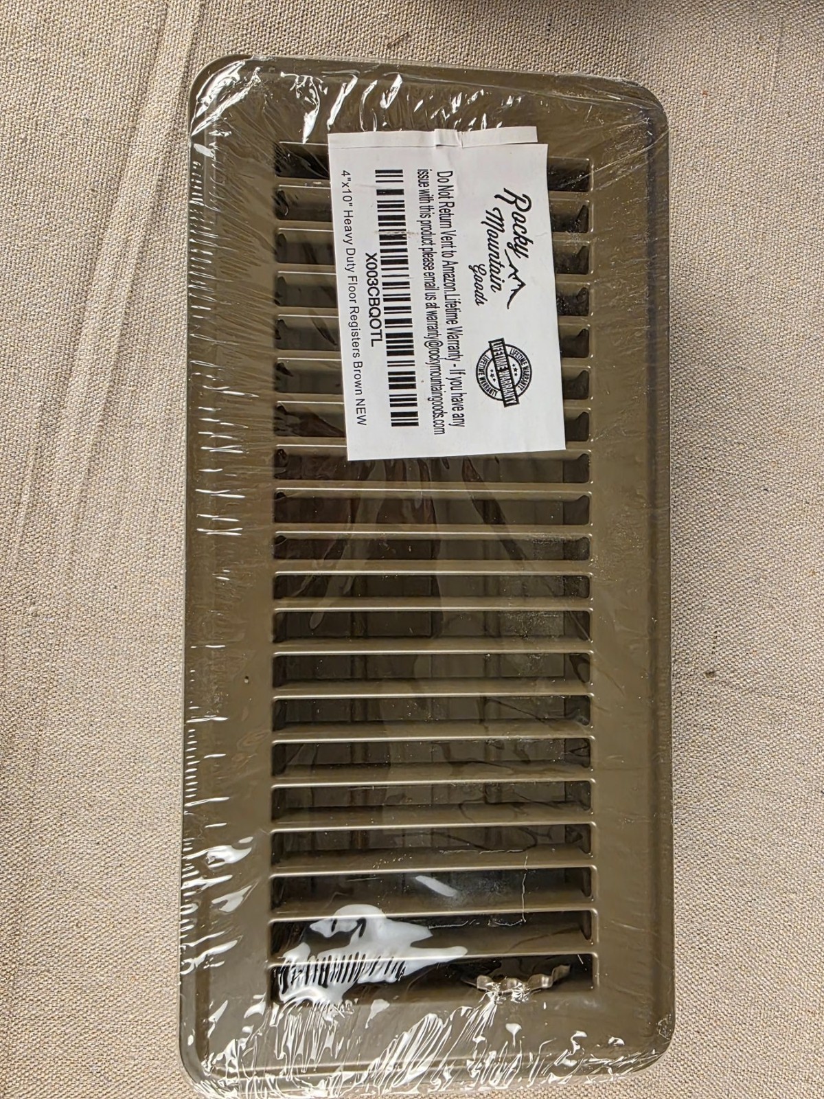 4 x 10 Inch Heavy Duty Brown Floor Register Vent Cover