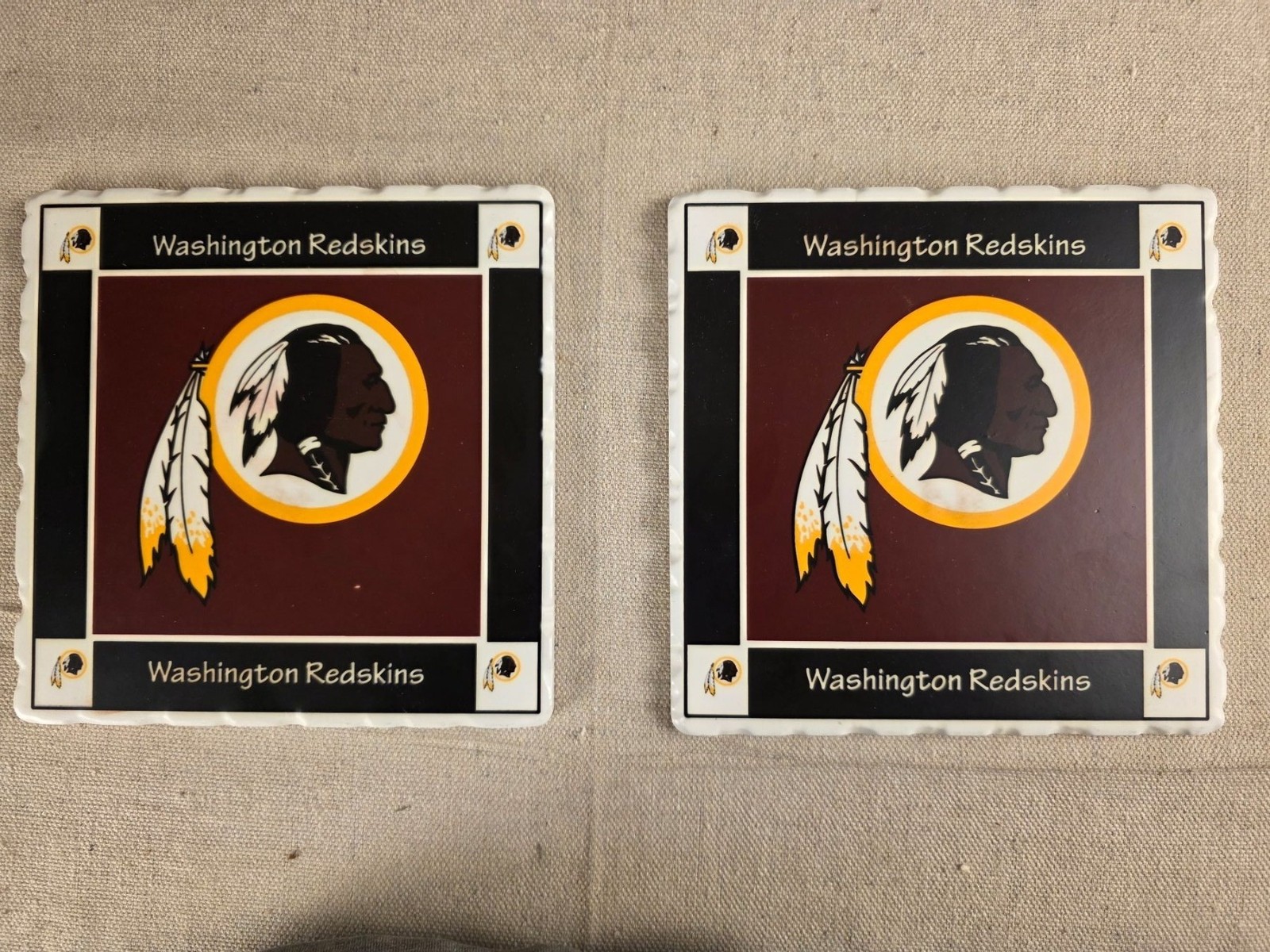 Vintage Washington Redskins NFL Ceramic Coasters Set of 2