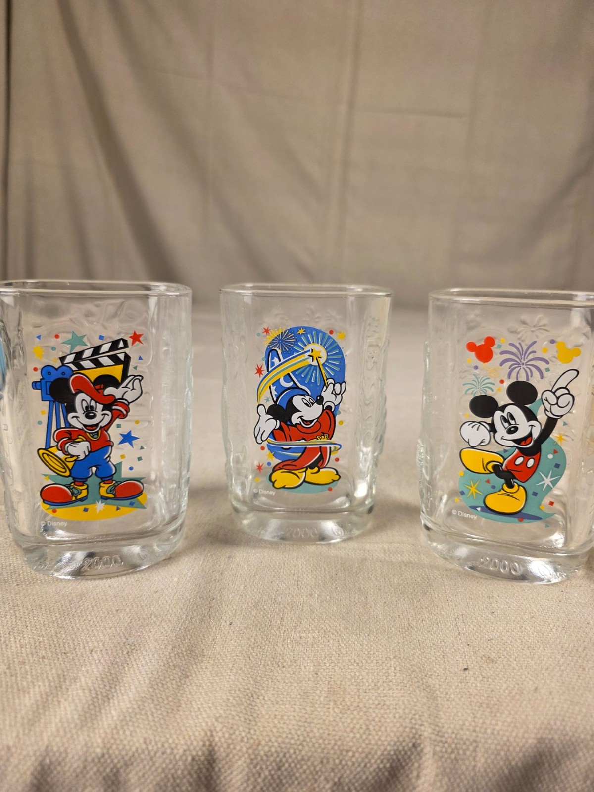 Walt Disney World 2000 McDonald's Mickey Mouse Square Glasses Set of 3