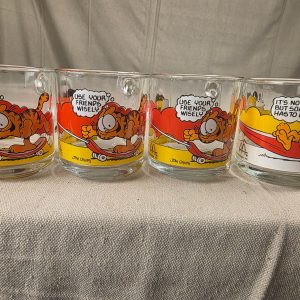 Vintage 1978 Garfield McDonald's Glass Coffee Mugs Set of 4 Jim Davis