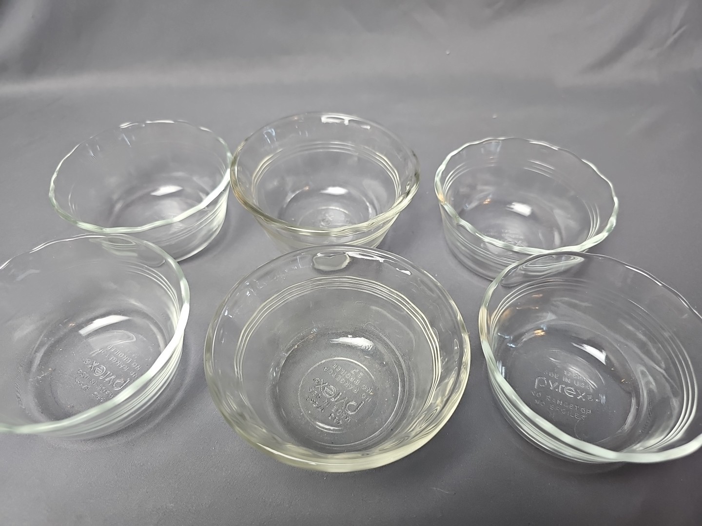 Vintage Set of 6 PYREX Custard Dishes 6oz-175ML. Model #463. MadeUSA