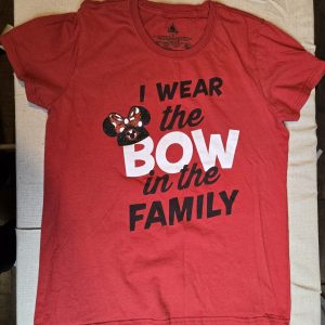 Disney Minnie Mouse T-Shirt Women’s Medium Red I Wear the Bow in the Family Tee