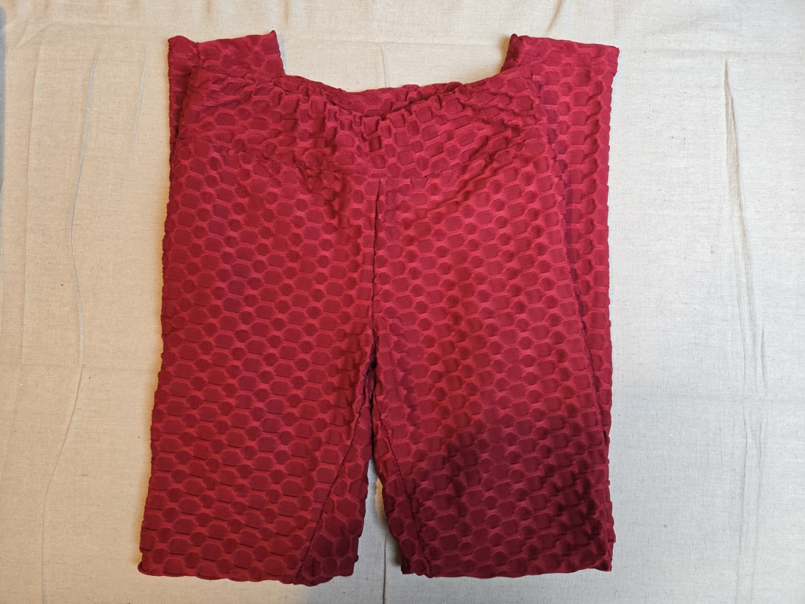 eye candy Leggings Women’s Medium Red Textured Stretch High Waist Pants
