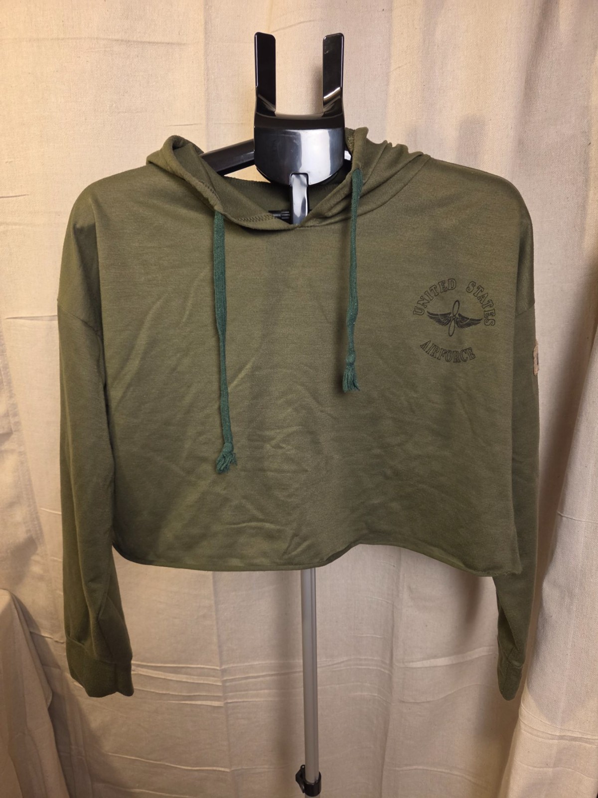 United States Airforce Cropped Hoodie Women Green Size Unknown