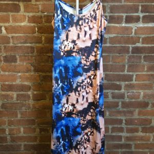 SHEIN Womens Medium Blue Pink Abstract Tie Dye Maxi Dress Sleeveless Stretch EU