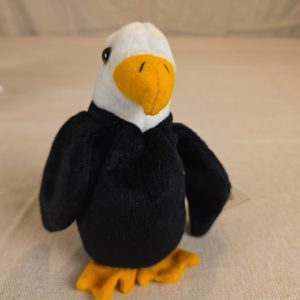 Ty Beanie Baby Baldy 1996 White Black Bald Eagle With Tag Plush Toy