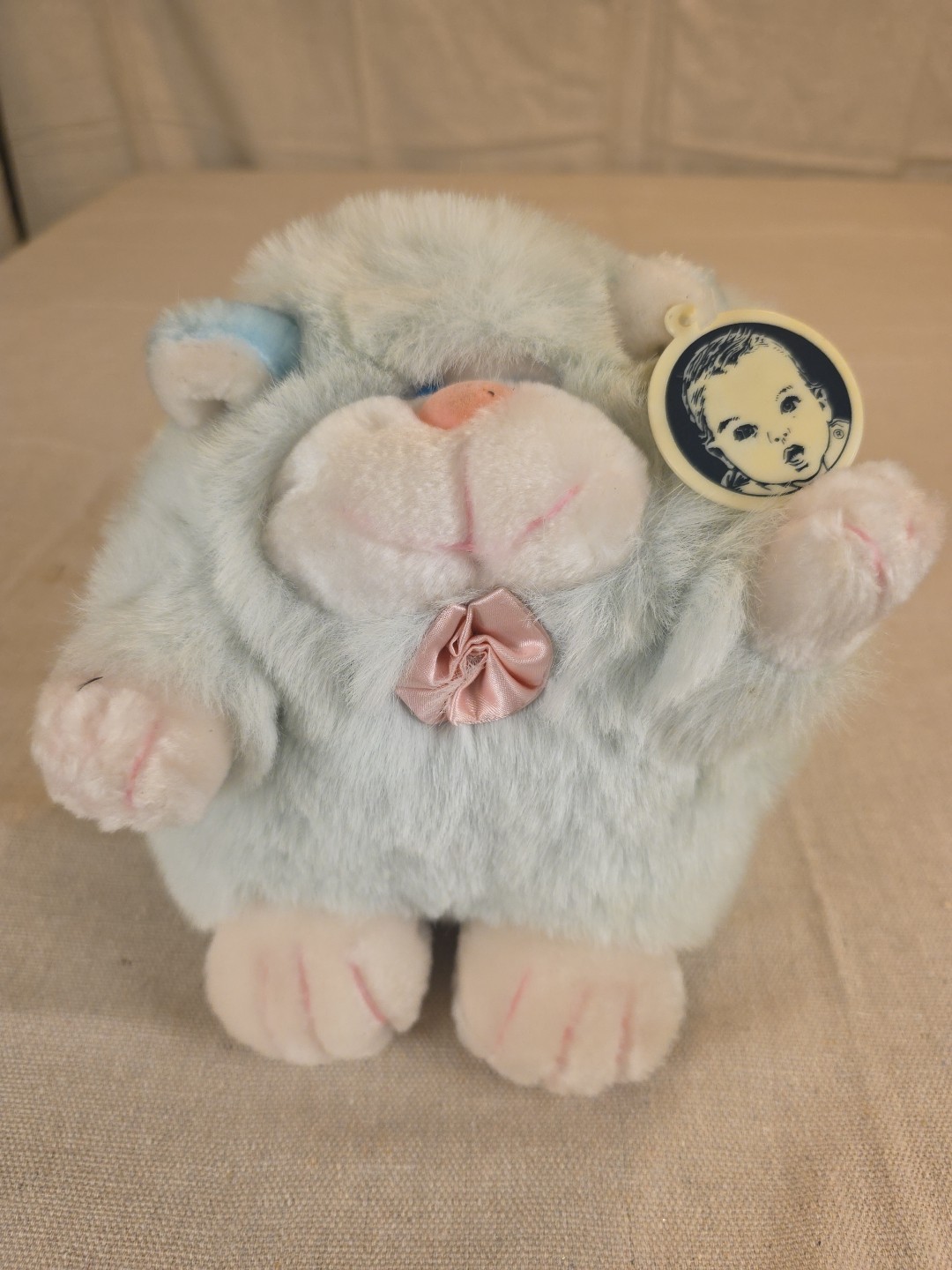 Gerber Precious Plush Furry Blue Cat Plush 1980’s-90’s With Gerber Tag