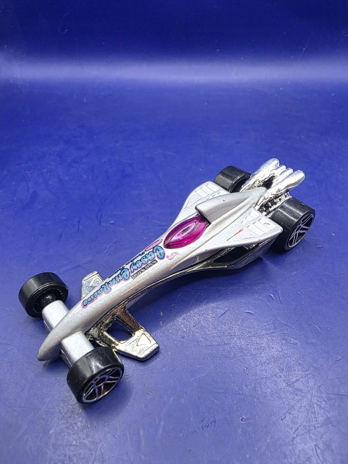Vintage 2000 Hot Wheels Greased Lightning Silver Diecast Toy Car