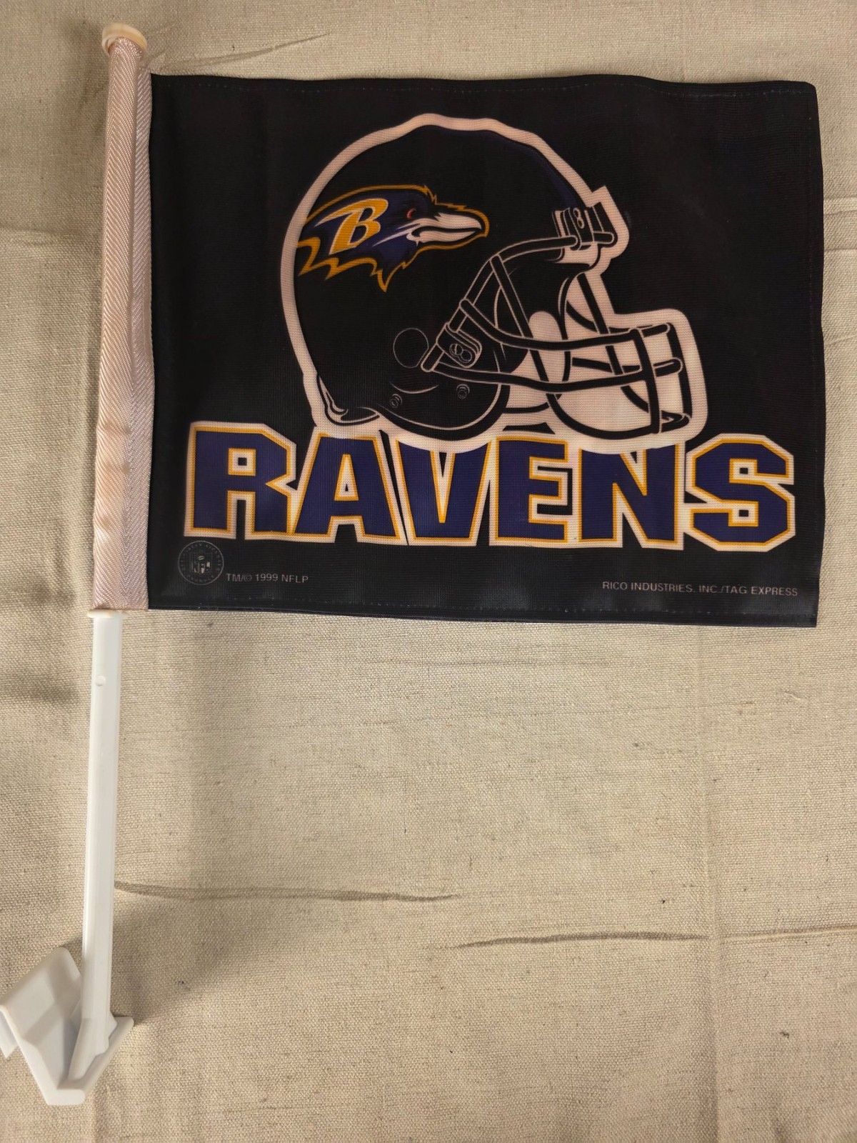 Vintage 1999 Baltimore Ravens NFL Car Flag Rico Industries Tag Express