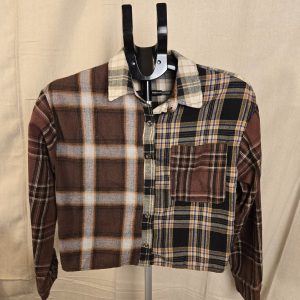 Forever 21 Two Tone Plaid Cropped Button Up Shirt Women Small