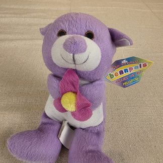 The Original Beanpals Purple Plush Bear Holding Flower by Kellytoy