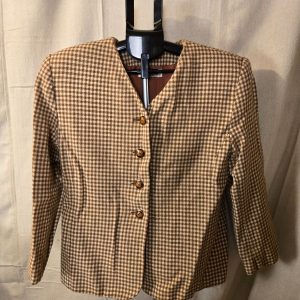 Lauren Jeffries Womens Wool Houndstooth Blazer Jacket Size 16 Brown Vintage