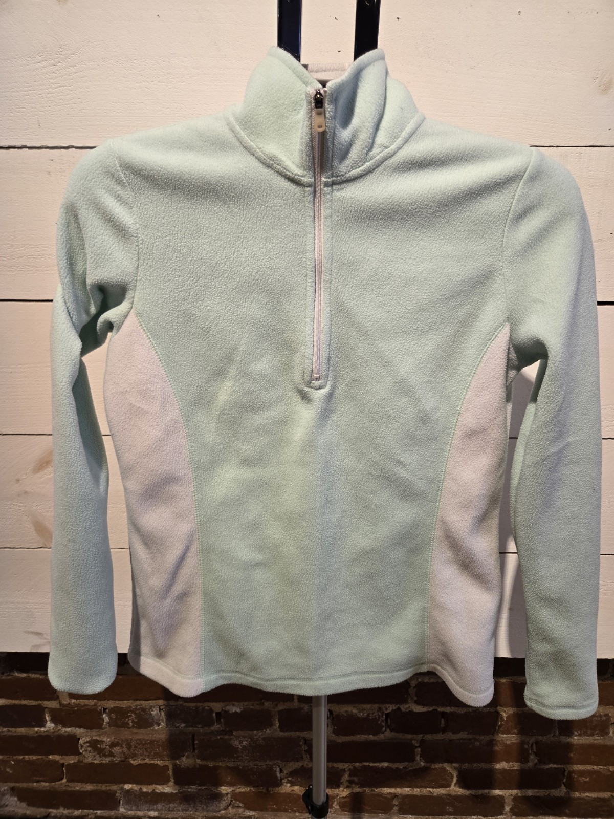 Women’s Tek Gear 1/4 Zip Fleece Pullover – Light Mint & White – Size Small
