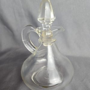 Vintage Clear Glass Oil Or Vinegar Cruet With Glass Stopper