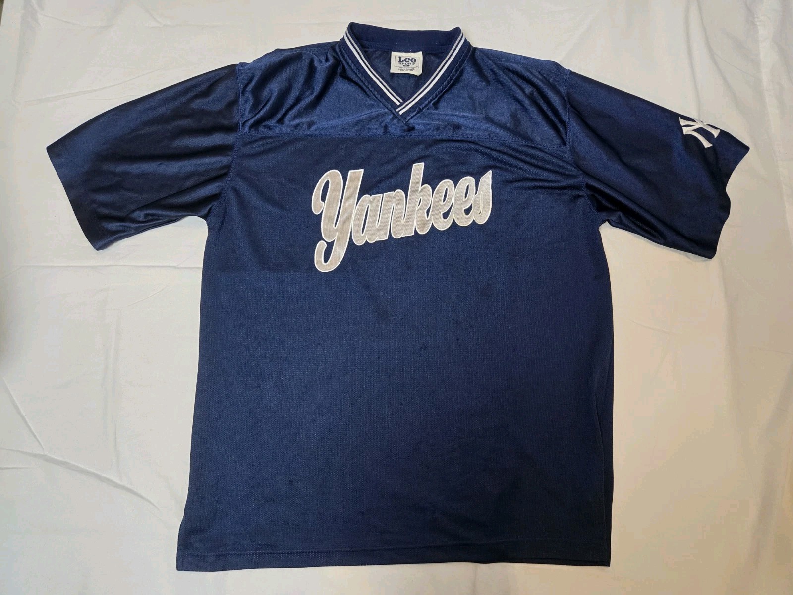 Vintage 90s Lee Sport NY Yankees Blue MLB Pullover Stitched Jersey Mens XLarge