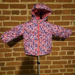 OshKosh B’gosh Girls Puffer Jacket 18M Hooded Winter Coat Pink Blue