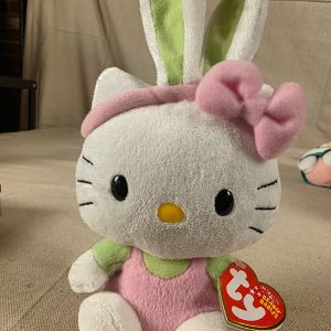 Ty Beanie Babies Hello Kitty Pink Green Easter Bunny Plush Toy