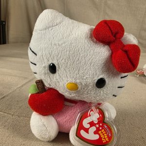 Ty Hello Kitty Beanie Babies Plush Holding Red Apple 6" NEW