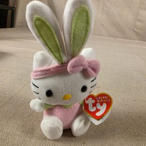 Ty Beanie Babies Hello Kitty Pink Green Easter Bunny Plush"4"