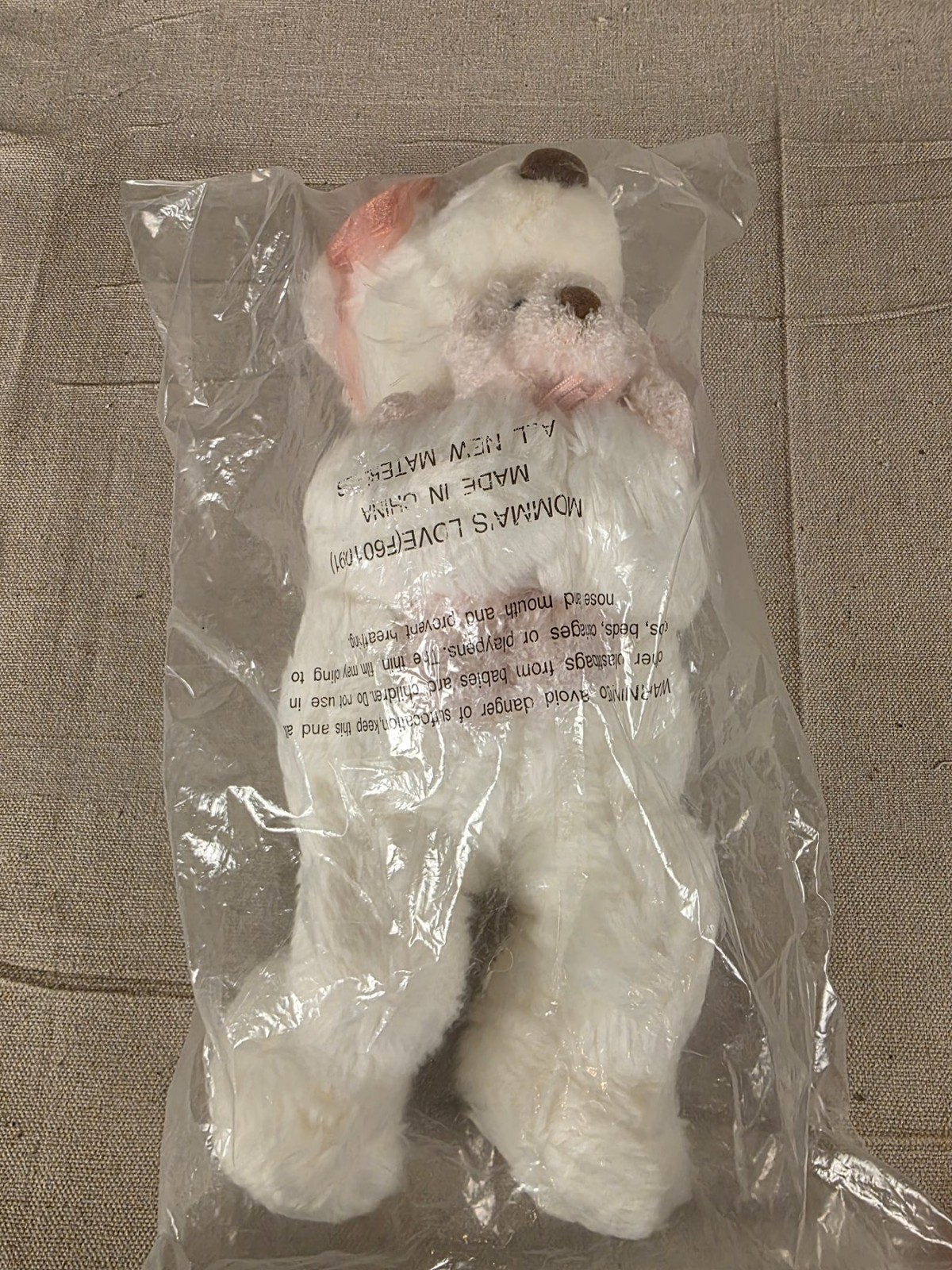 Gund Momma's Love White Teddy Bear Plush with Pink Baby New