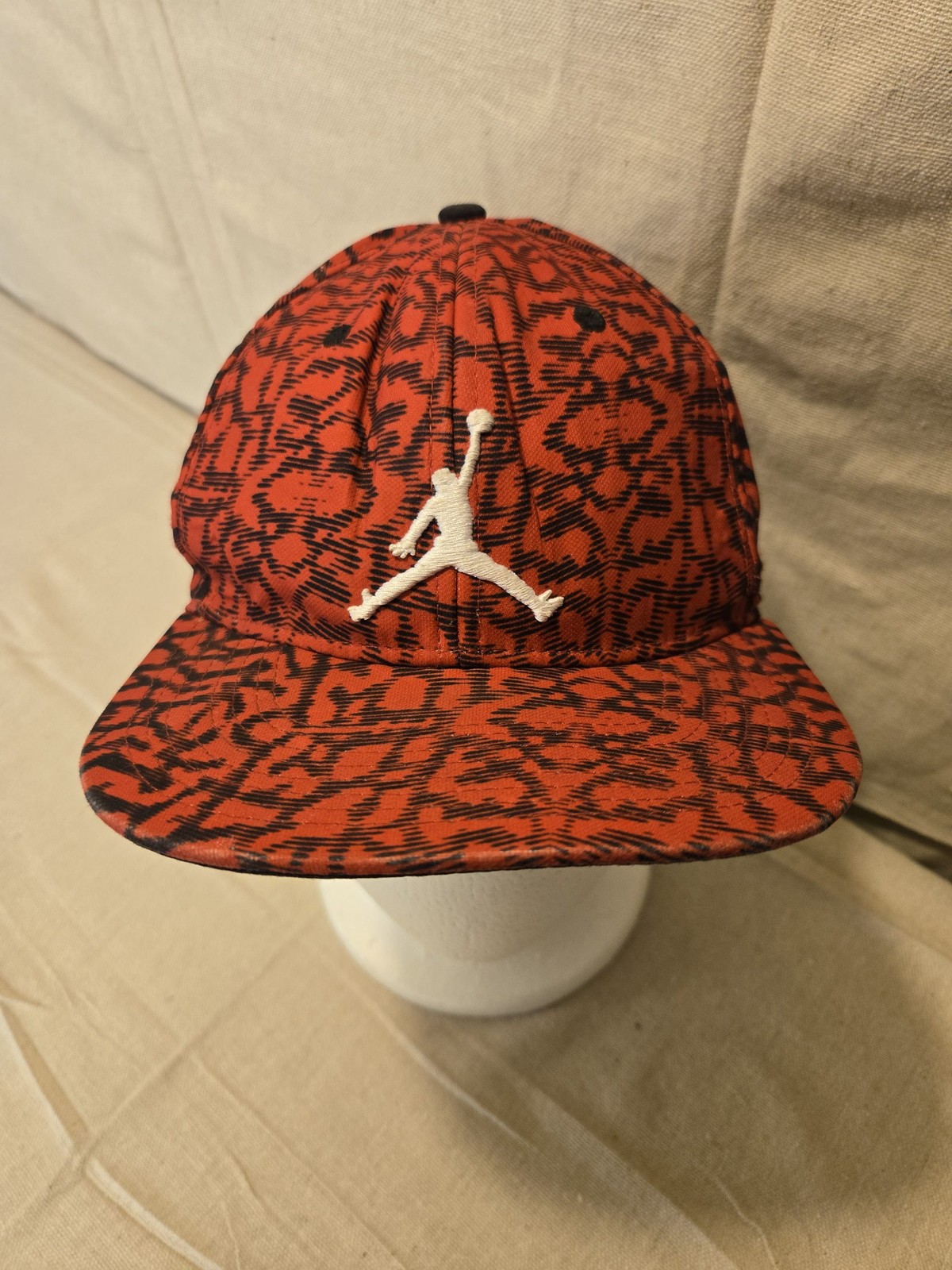 Jordan Youth Snapback Hat Red Black Animal Print Adjustable