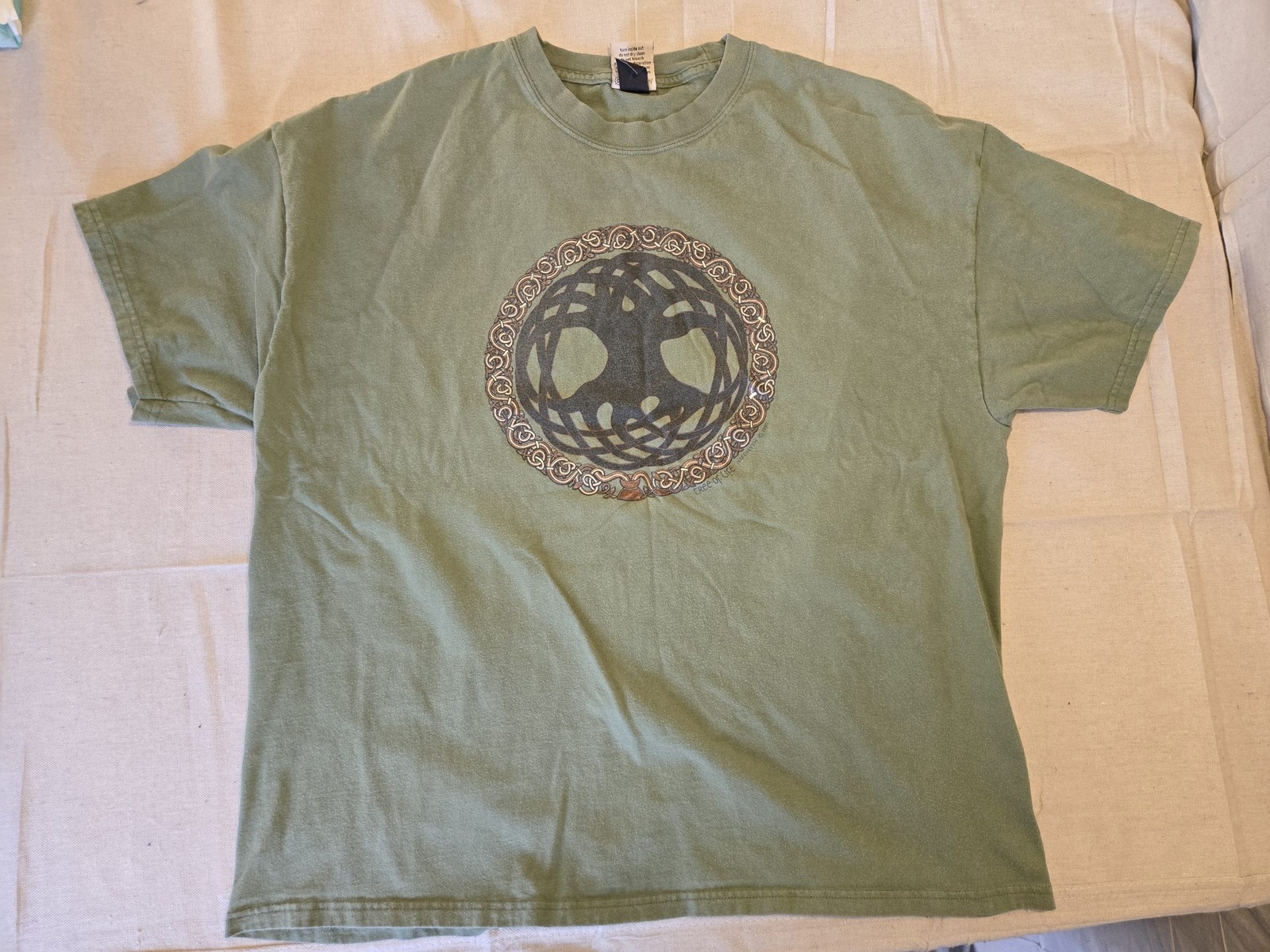Keltic Designs Jen Delyth Vintage Tree of Life T-Shirt Mens XXL Green