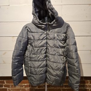 U.S. Polo Assn Women’s Puffer Jacket – Size 2X – Gray – Hooded – Faux Fur Lining