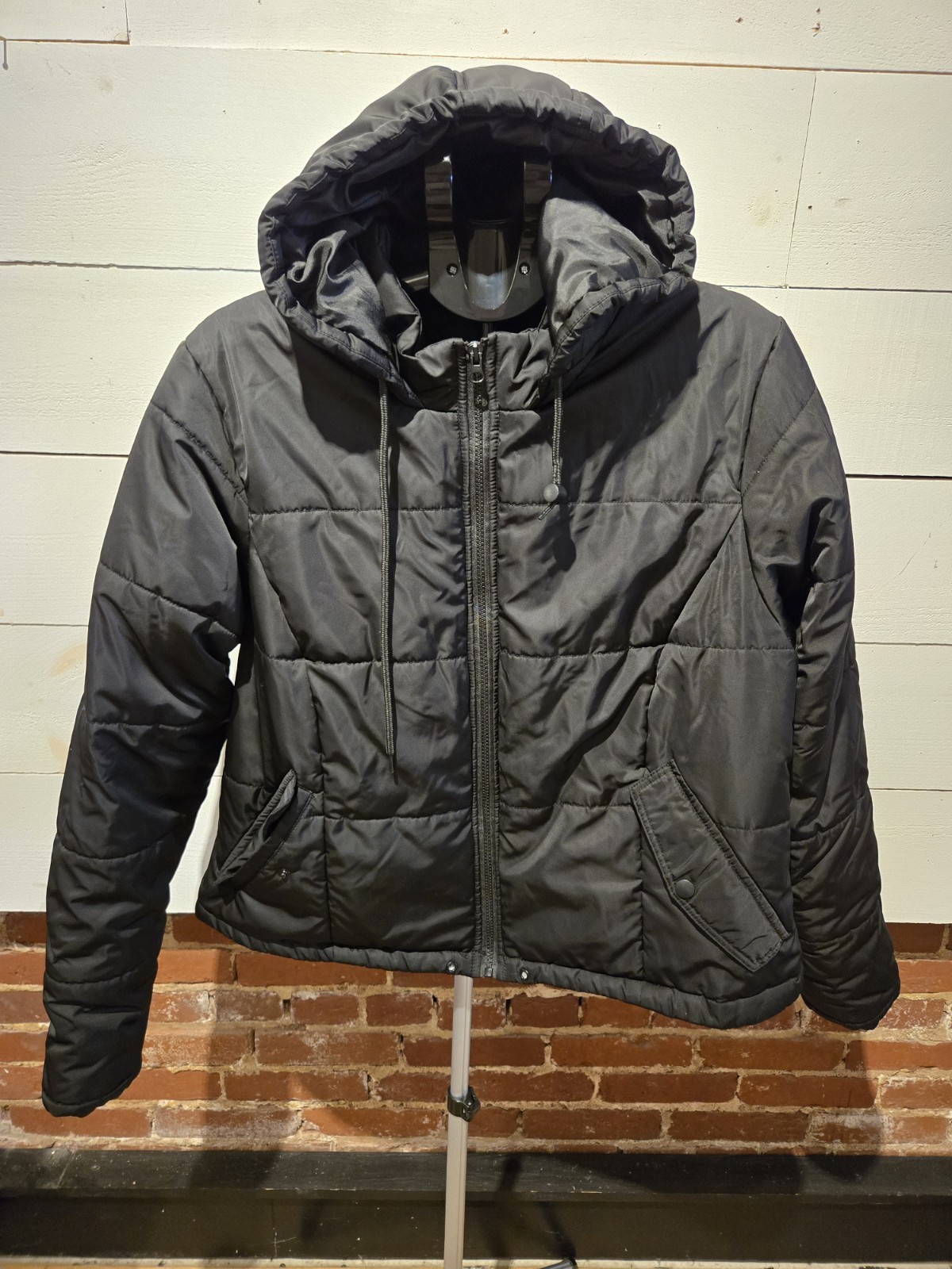 CCX Women’s Black Puffer Jacket – Size Medium – Hooded – Warm Winter Coat