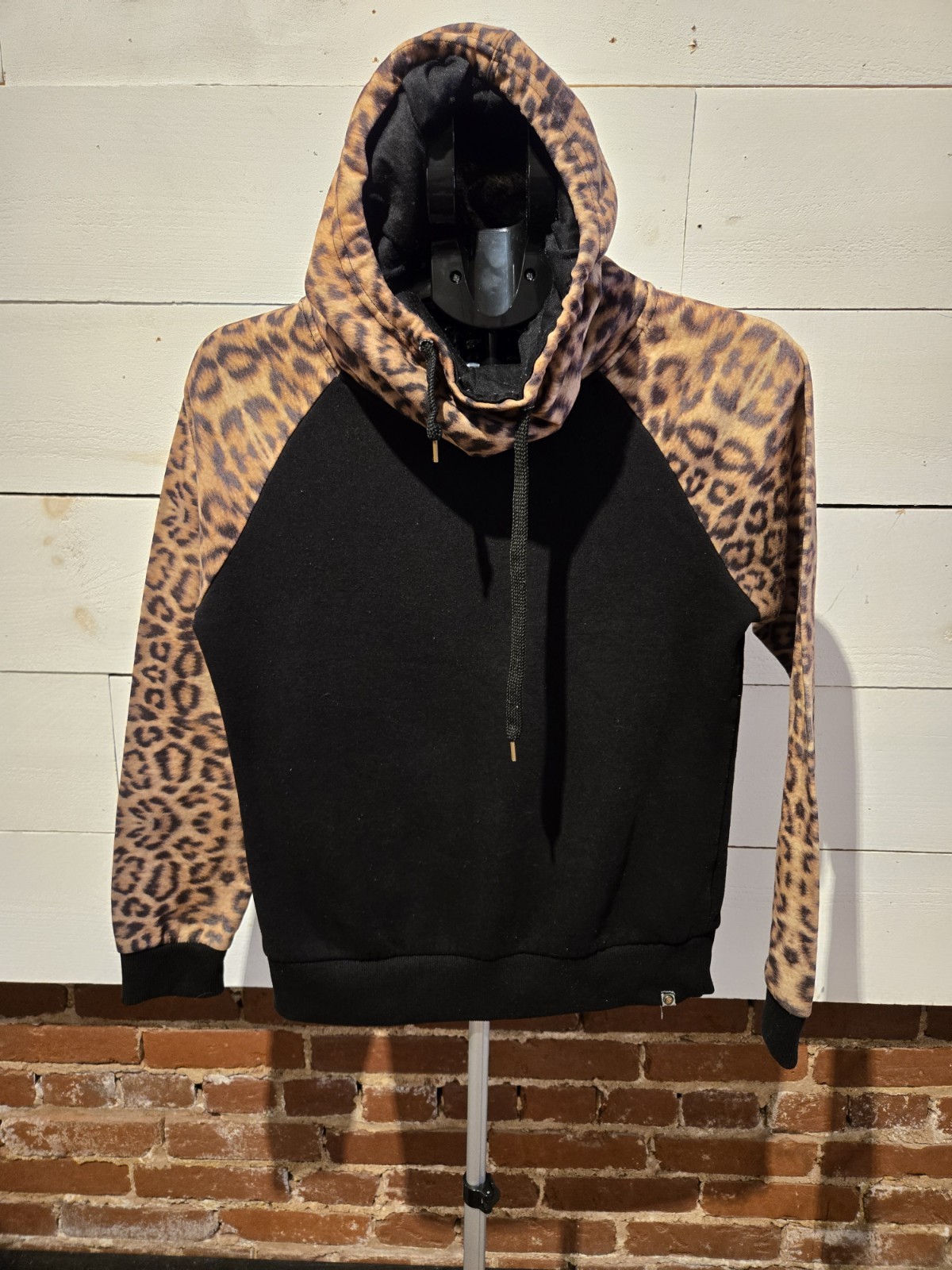 Southpole Women’s Hoodie – Leopard Print Sleeves