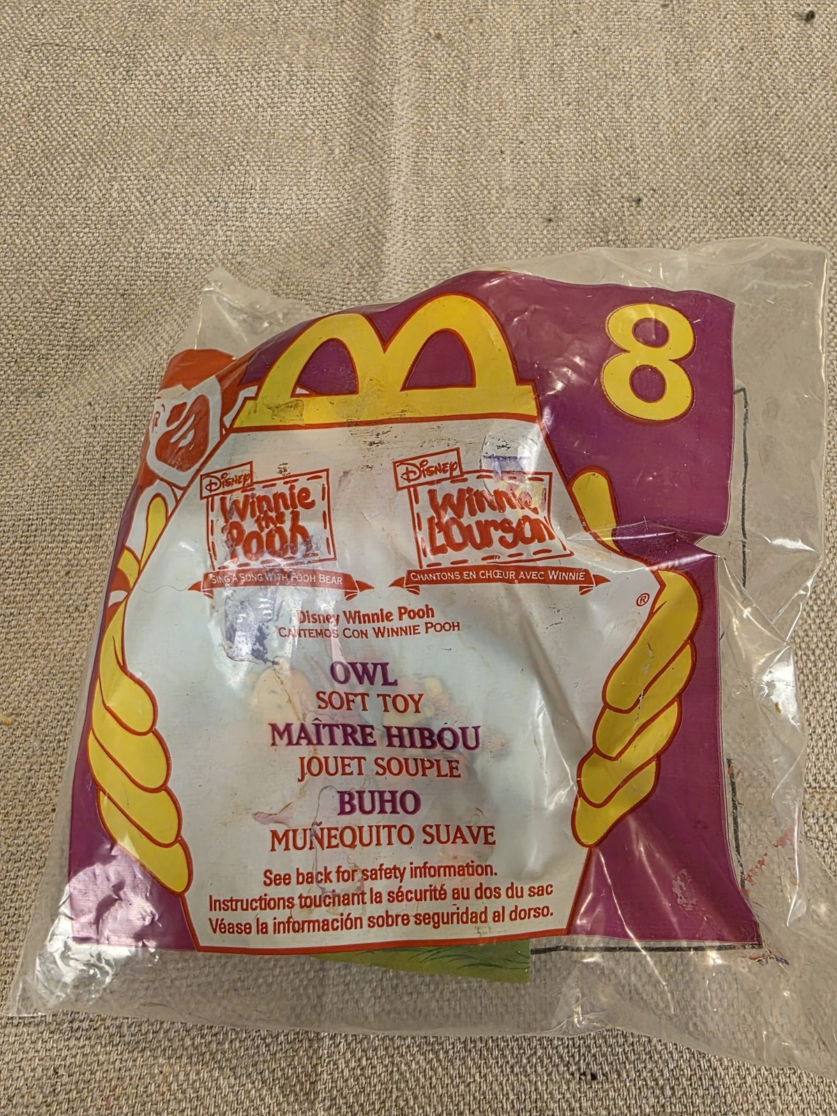 Vintage 1999 McDonald's Winnie the Pooh Owl Plush Clip Happy Meal Toy #8