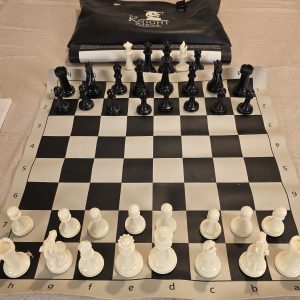 The Knight School Chess Set with Vinyl Roll-Up Board and Carry Bag USED