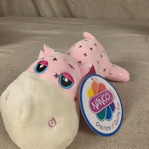 Nanco Plush Pink Hippo Stuffed Animal Toy with Star Pattern NEW