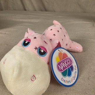Nanco Plush Pink Hippo Stuffed Animal Toy with Star Pattern NEW